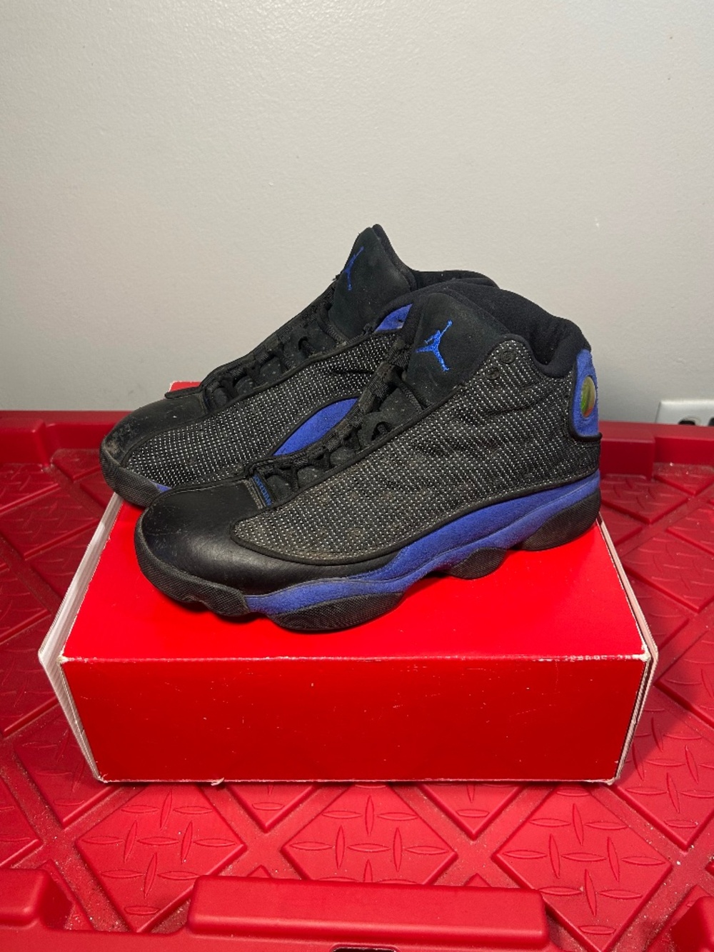 Nike Air Jordan 13 Retro Hyper Royal Tennis Shoes Black Blue Mens Size 8.5